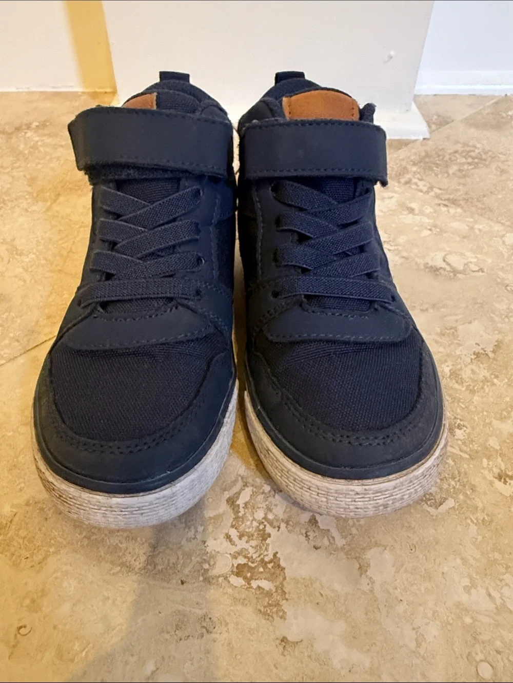 The Children's Place Navy High-Top Sneakers with Tan Collar